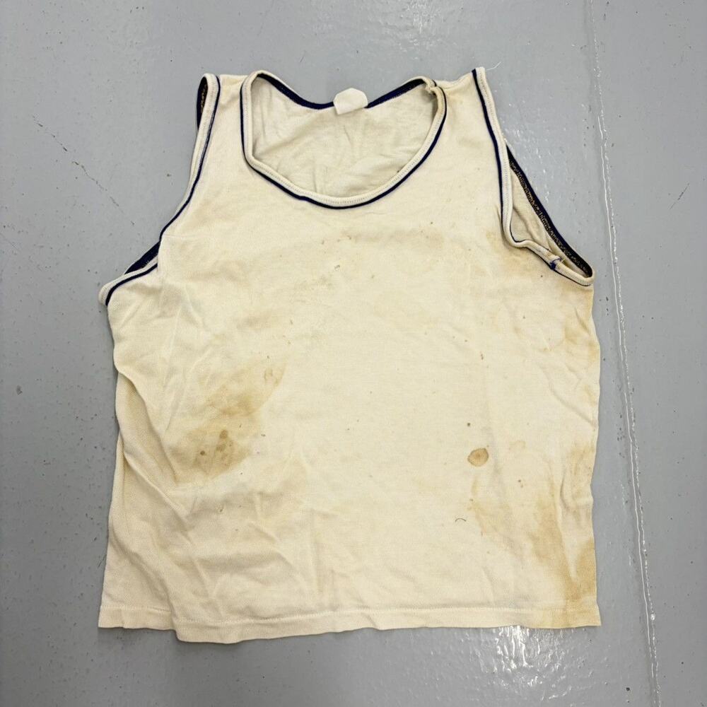 Vintage 60s Jesco White Blank Rayon Cotton Jersey Tank Top
